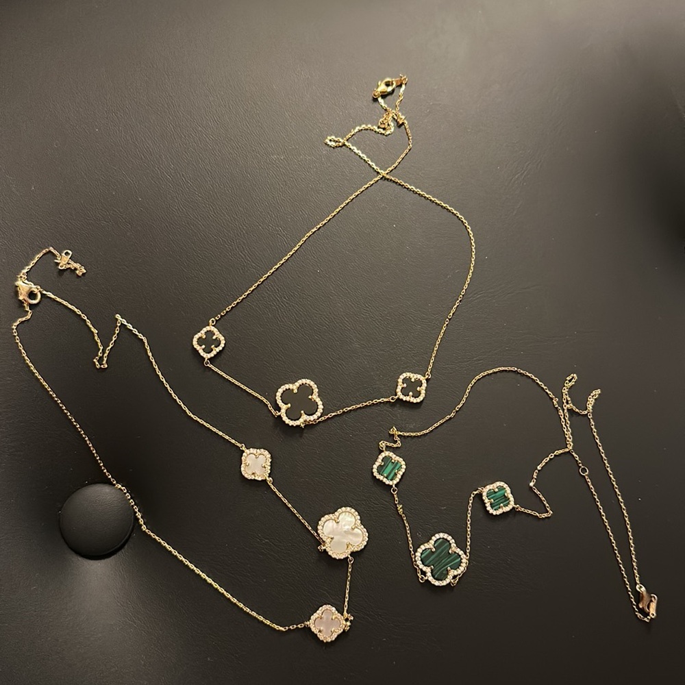 3 Rachel Zoe gold plated clover necklaces